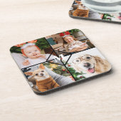 Aangepast 4 foto-monogram rood buffel bier onderzetter (Linkerzijde)