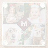 Aangepast 4 foto-monogram rood buffel glazen onderzetter (Achterkant)