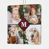 Aangepast 4 foto-monogram rood buffel keramisch ornament (Links)