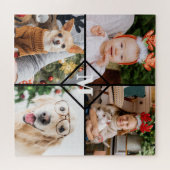 Aangepast 4 foto-monogram rood buffel legpuzzel (Horizontaal)