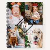 Aangepast 4 foto-monogram rood buffel notitieboek (Voorkant)