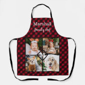 Aangepast 4 foto-monogram rood buffel schort (Voorkant)