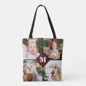 Aangepast 4 foto-monogram rood buffel tote bag (Achterkant)