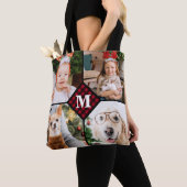 Aangepast 4 foto-monogram rood buffel tote bag (Dichtbij)