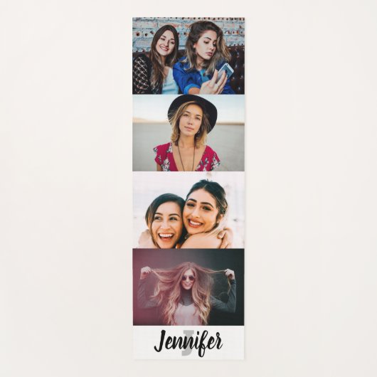 Aangepast 4 Fotocollage Aangepaste naam en monogra Yogamat (Voorkant)