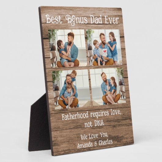 Aangepast 4 fotocollage Bonus Pap vaders dag Hood Fotoplaat (Zijkant)