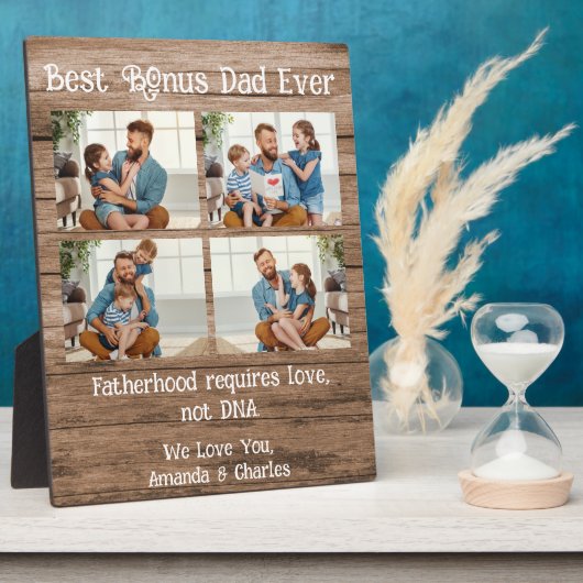 Aangepast 4 fotocollage Bonus Pap vaders dag Hood Fotoplaat (Zijkant)