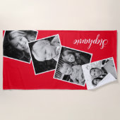 Aangepast 4 Fotocollage film Strip Red Strandlaken (Voorkant)