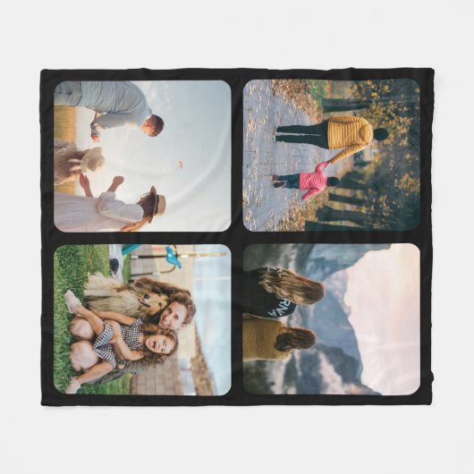 Aangepast 4 fotocollage fleece deken (Voorkant (Horizontaal))