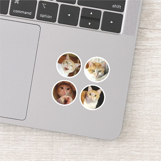 Aangepast 4 Fotocollage minimalistische ronde tiny Sticker (Detail)