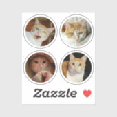 Aangepast 4 Fotocollage minimalistische ronde tiny Sticker (Vel)