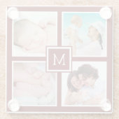 Aangepast 4 Fotocollage Monogram Bourgogne Glazen Onderzetter (Achterkant)