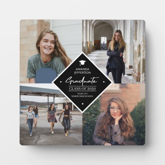 Aangepast 4 fotocollage raster modern afstuderen fotoplaat (Voorkant)