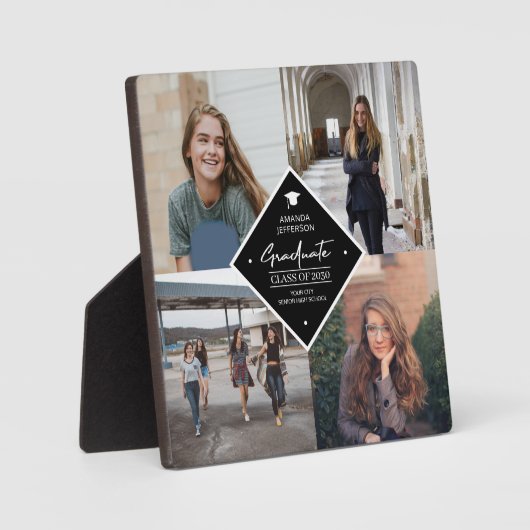 Aangepast 4 fotocollage raster modern afstuderen fotoplaat (Voorkant)