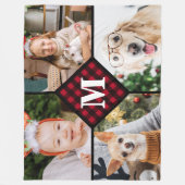 Aangepast 4 fotocollage rood speldenmonogram fleece deken (Voorkant)