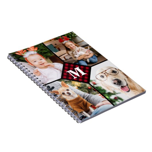 Aangepast 4 fotocollage rood speldenmonogram notitieboek (Rechterzijde)