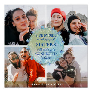 Aangepast 4 Fotocollage Zusters BFF Quote Keepsake Perfect Poster
