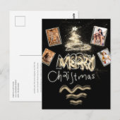 Aangepast 4 Fotografie Gold Glitter-structuur Briefkaart (Voorkant / Achterkant)