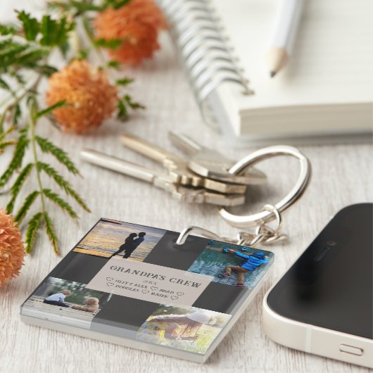 Aangepast 4-fotoraster Sleutelhanger van opa op ba (Voorkant Rechts)