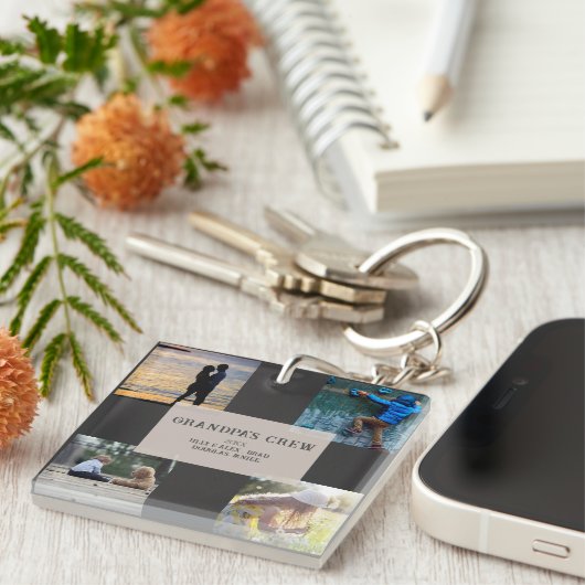 Aangepast 4-fotoraster Sleutelhanger van opa op ba (Voorkant Rechts)