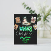 Aangepast 4 foto's Emerald Green Glitter-structuur Briefkaart (Staand voorkant)