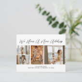 Aangepast 4 foto's zwart-wit Casual script verplaa Briefkaart (Staand voorkant)