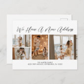 Aangepast 4 foto's zwart-wit Casual script verplaa Briefkaart (Voorkant / Achterkant)