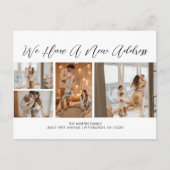 Aangepast 4 foto's zwart-wit Casual script verplaa Briefkaart (Voorkant)