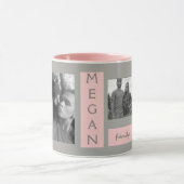 Aangepast 4 Fotosjabloon Blush roze monogram koffi Mok (Midden)