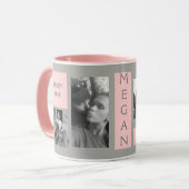 Aangepast 4 Fotosjabloon Blush roze monogram koffi Mok (Voorkant links)