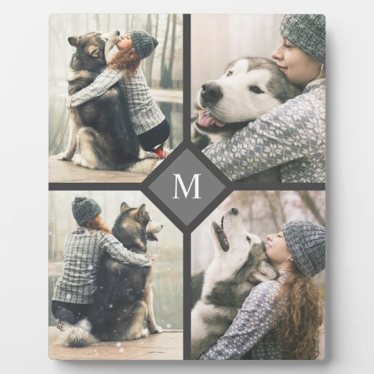 Aangepast 4-fotosjabloon met monogram fotoplaat (Voorkant)