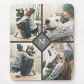 Aangepast 4-fotosjabloon met monogram muismat (Voorkant)