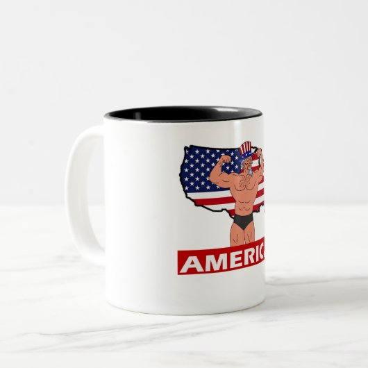 Aangepast 4 juli Cup Tweekleurige Koffiemok (Voorkant links)