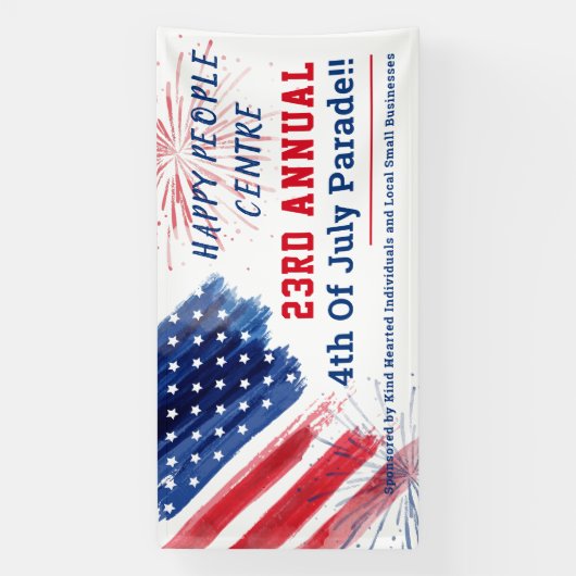 Aangepast 4 juli Parade Red White Blue Spandoek (Verticaal)