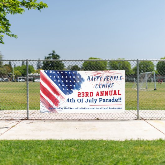 Aangepast 4 juli Parade Red White Blue Spandoek (Insitu)