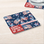 Aangepast 4 juli Waterverf Familienaam Kartonnen Onderzetters (Schuin)