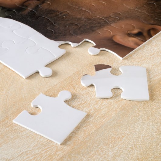 Aangepast 4 Monogram fotocollage | Zwart Legpuzzel (Zijkant)