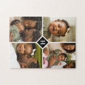 Aangepast 4 Monogram fotocollage | Zwart Legpuzzel (Horizontaal)