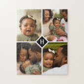 Aangepast 4 Monogram fotocollage | Zwart Legpuzzel (Verticaal)