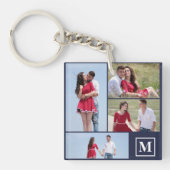 Aangepast 4 Monogrammen fotocollage Sleutelhanger (voorkant)