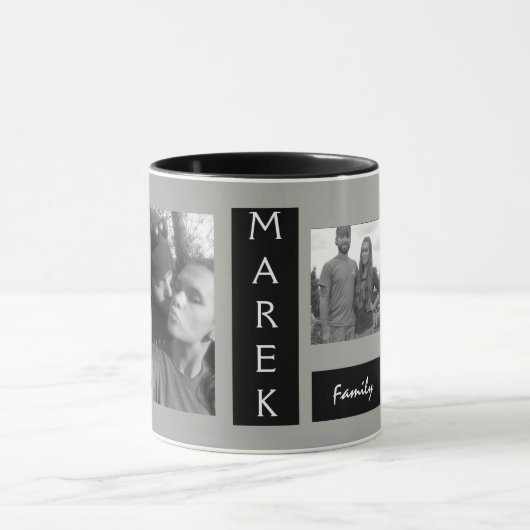 Aangepast 4 Monogrammen van zwarte grijze Mannen Mok (Midden)