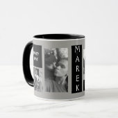 Aangepast 4 Monogrammen van zwarte grijze Mannen Mok (Voorkant links)