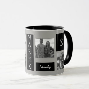 Aangepast 4 Monogrammen van zwarte grijze Mannen Mok