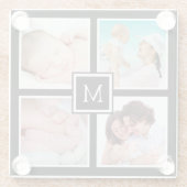 Aangepast 4 zwart fotocollage monogram glazen onderzetter (Achterkant)