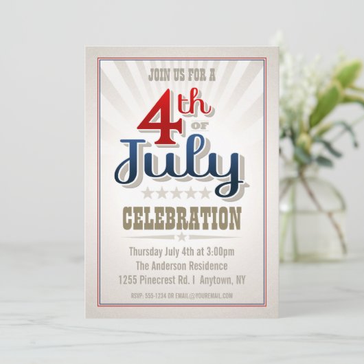 Aangepast 4e juli partijuitnodiging kaart (Staand voorkant)