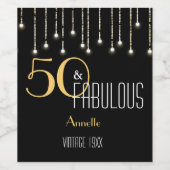 Aangepast 50- en Fabulous Black Gold-lampjes elega Wijn Etiket (Enkel label)