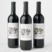 Aangepast 50 en Fabulous Gold Blue Modern Birthday Wijn Etiket (Flessen)