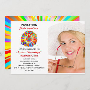 Aangepast 50- en Fabulous Rainbow Birthday-uitnodi Kaart