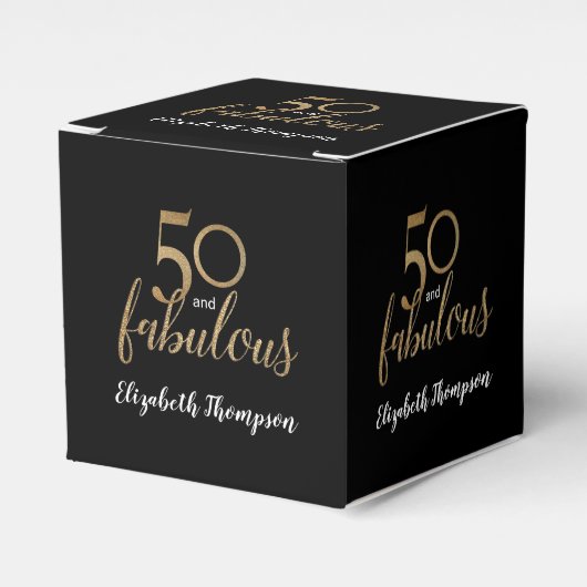 Aangepast 50 en geweldige 'Birthday Gold Black'-Co Bedankdoosjes (Voorkant Zijde)