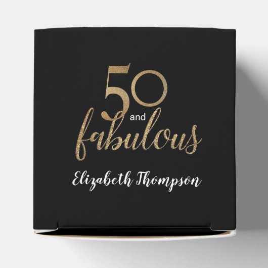 Aangepast 50 en geweldige 'Birthday Gold Black'-Co Bedankdoosjes (Bovenkant)
